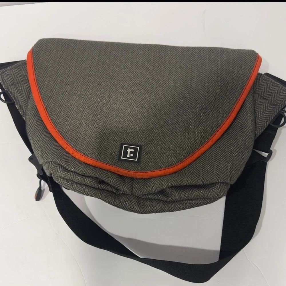 Rickshaw Bagworks iPad 2 Messenger Crossbody Bag with Orange Trim